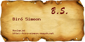Biró Simeon névjegykártya